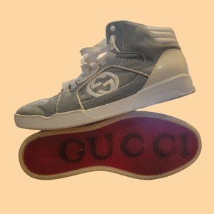 Gucci Interlock Grey And White Hightop Sneakers Size 9